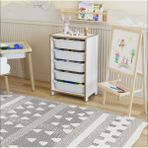 Pofitto 5 Sepetli Çok Amaçlı Oyuncak Dolabı MDF Beyaz Renk 30 cm Derinlik 40 cm Genişlik 78 cm Yükseklik