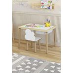Pofitto Ağaç Ahşap Çocuk Masası-yaz Sil Yüzey Çocuk Masası-aktivite-çocuk Masası-2 Adet Sepet-1 Sandalye