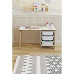Pofitto Çocuk Masası 90x45 Cm 3 Sepetli Çocuk Çalışma Masası Aktivite Masası Yaz-sil Beyaz