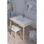 Pofitto Çocuk Masası Ağaç Ahşap Malzemeden Ergonomik Tasarım 2 Sepet 1 Sandalye ile Kullanım - Beyaz