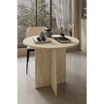 Pofitto Elegance Mutfak Masası 90 Cm Yuvarlak İskandinav Stili Yemek Masası - Traverten Görünümlü Meşe