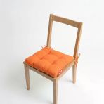 Pofuduk Sandalye Minderi Bağcıklı 40X40 Cm Yıkanabilir Dekoratif Mutfak Bahçe Piknik Minderi Turuncu