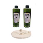 POINT CARE 2 Adet Yeşil Kandil Yağı Kokusuz Dumansız Iç Mekan Gaz Lambası Bambu Yakıtı 400 ml 1 Metre Fitil