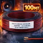 Poke 100 Metre 2X0.75MM Siyah Kırmızı Çizgili Elektrik Ses Hoparlör Kablosu