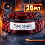 Poke 25 Metre 2X0.75MM Siyah Kırmızı Çizgili Elektrik Ses Hoparlör Kablosu