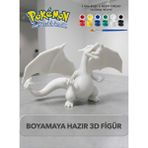 Pokemon Charizard Boyama Seti-3d Baskı Figür +6 Renk Boya & Fırça Hediyeli-Hobi & Eğitici Set - Beyaz