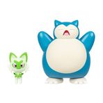 Pokemon Savaş Figürü 2 Paketi - 2 İnç Sprigatito ve 4,5 İnç Snorlax Savaşa Hazır Figürler