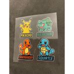 Pokémon 4 Adet Su Geçirmez Etiket Baskı (Pikachu, Bulbasaur, Charmander, Squirtle)