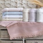 Pola Life Soft Karışık Renk 6'lı Etamin Bordorlu Kadife Jakarlı Saçaklı Havlu