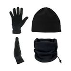 Polar Bere Boyunluk ve Polar Eldiven - 3'lü Set - Siyah - Standart