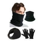 Polar Boyunluk Polar Kulaklık Polar Eldiven Siyah Set