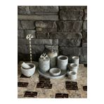 Polen Stone Gri Mermer 10,lu Set. Banyo Seti, Kâğıt, Havluluk ,havan 3,lü Mumluk