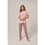 POLEREN 7118 YARIM KOL PİJAMA TAKIMI PEMBE M