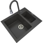 POLEX Cristalüx Granit Eviye P-04+Spiralli Antrasit