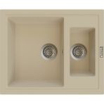 POLEX Cristalüx Granit Evye P-04 Bej 1,5 Gözlü Tezgah Altı Ve Tezgah Üstü Kare Mutfak Evyesi 59,5x49cm
