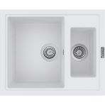 POLEX Cristalüx Granit Evye P-04 Beyaz 1,5 Gözlü Tezgah Altı Ve Tezgah Üstü Kare Mutfak Evyesi 59,5x49cm