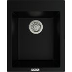 POLEX Cristalüx Granit Evye P-05 Siyah Tezgah Altı Ve Tezgah Üstü Kare Mutfak Evyesi 41x51cm