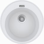 POLEX Cristalüx Granit Evye P-06 Beyaz Tezgah Altı Ve Tezgah Üstü Oval Mutfak Evyesi 51,5x51,5cm