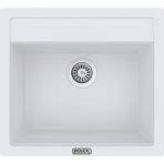 POLEX Cristalüx Granit Evye P-08 Beyaz Tezgah Altı Ve Tezgah Üstü Kare Mutfak Evyesi 55,5x50cm
