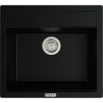 POLEX Cristalüx Granit Evye P-08 Siyah Tezgah Altı Ve Tezgah Üstü Kare Mutfak Evyesi 55,5x50cm