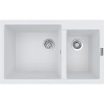 POLEX Cristalüx Granit Evye P-1,75 Beyaz 1,5 Gözlü Tezgah Altı Ve Tezgah Üstü Mutfak Evyesi 81x50,5cm