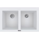 POLEX Cristalüx Granit Evye P-2XLN Beyaz 2 Hazneli Tezgah Altı Ve Tezgah Üstü Mutfak Evyesi 80,5x51,5cm