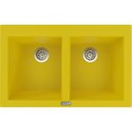 POLEX Cristalüx Granit Evye P-2XLN Sarı 2 Hazneli Tezgah Altı Ve Tezgah Üstü Mutfak Evyesi 80,5x51,5cm