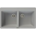 POLEX Cristalüx Granit Evye P-N9 Gri 2 Hazneli Tezgah Altı Ve Tezgah Üstü Mutfak Evyesi 86x50,5cm