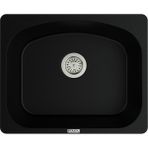 POLEX Cristalüx Granit Evye P-OL60 Siyah Tezgah Altı Ve Tezgah Üstü Kare Mutfak Evyesi 60x49,5cm