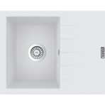 POLEX Cristalüx Granit Evye P-S60 Beyaz Tezgah Altı Ve Tezgah Üstü Kare Mutfak Evyesi 60,5x49,5cm