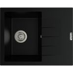 POLEX Cristalüx Granit Evye P-S60 Siyah Tezgah Altı Ve Tezgah Üstü Kare Mutfak Evyesi 60,5x49,5cm