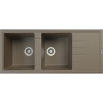 POLEX Cristalüx Granit Evye P-X116 Toprak 2 Hazneli Tezgah Altı Ve Tezgah Üstü Mutfak Evyesi 116,5x50,8cm