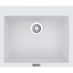 POLEX Cristalüx Granit Evye P-X60 Beyaz Tezgah Altı Ve Tezgah Üstü Kare Mutfak Evyesi 60x50cm