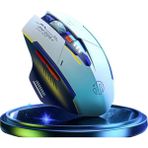 Polham 2.4g Kablosuz Şarjlı Süper Sessiz Oyuncular Için Mouse, 6 Tuşlu 2400DPİ Gecikmesiz Mouse - Beyaz