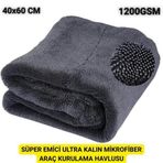 Polham 40X60cm 1200Gsm Süper Su Emici Özellikli Mikrofiber Araç Kurulama Havlusu, Çizik Ve İz Bırakmaz Bez