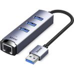 Polham Jazos 4in1 Type C To 1x 5gbps Rj45 Ve 3x Usb Çoğaltıcı Okuyucu Adaptör, Klavye, Mouse Okuyucu Siyah