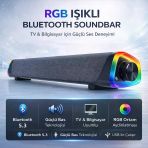 Polham Rgb Işıklı Bluetooth 5.3 Soundbar Hoparlör | Güçlü Bas | Aux 3.5Mm Giriş | Tv & Bilgisayar Ses Sistemi