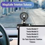 Polham Tesla Model Y, Model S, Model X, Model 3 Ekranı Ile Uyumlu Manyetik Telefon Tutucu, Titremez Sarsılmaz - Siyah
