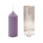 Poli Karbon Sert Plastik Mum Kalıbı Dik İnce Çizgili 14.7x5.4 Cm