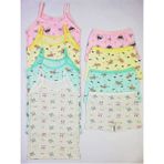 Poli Underwear Yakamoz Toptan 4'lü Kız Çocuk Desenli Atlet -Boxer Külot Takım Pamuklu - 2 - 3 Yaş - Karışık