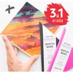 Poliart Süper Set 3ü1 Arada Üçgen Eskiz Defteri Set Suluboya ve Grafik Triangle Watercolor Skethbook Set