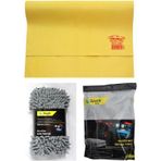 Polikur 3224 Güderi Oto Kurulama Bezi & Spark 7040 Yıkama Süngeri & Spark 2316 Peluş Bez 3'lü Set