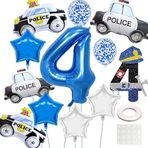 Polis doğum günü dekorasyonu, 4 yaş, çocuk doğum günü, parti malzemeleri, temalı parti, genç, 1 ek rulo bant dahil