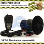 Polis Sireni Dadat 3 Sesli Mikrofonlu 12 Volt