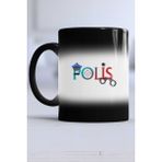 Polis Tasarımlı Polisler Günü Hediyesi Kupa Bardak Sihirli - 1 Adet - 300 ml - Siyah