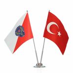 Polis Ve Türk Bayrağı İkili Masa Bayrak Takımı