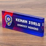 Polislere Özel Kristal Masa İsimliği Polis Logolu Hediye İsimlik