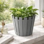 Poliva Home Akasya Pastel Saksı 1 Litre 14 cm Plastik Drenaj Izgaralı Çiçek Saksısı Katüs Skulent Saksı - Gri