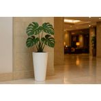Poliva Lilyum Model Büyük Dekoratif Modern Saksı ve Vazo ( 30 cm x 58 cm ) Iç Hazneli - Beyaz