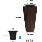 Poliva Lilyum Model Büyük Dekoratif Modern Saksı ve Vazo ( 58 cm x 70 cm ) Iç Hazneli - Kahve